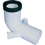 CURVA WC PROLUNGATA + 2 ATTACCHI SCARICO IDRICO PP BIANCO MM 90X40