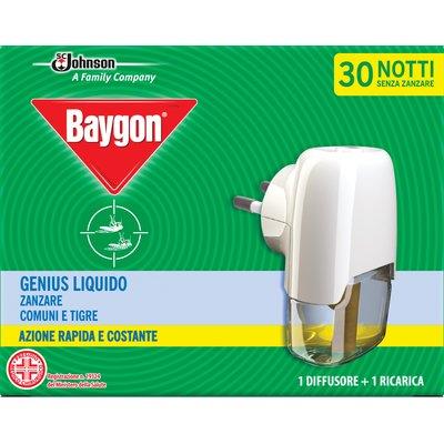 ELETTROEMANATORE LIQUIDO GENIUS BAYGON + RICARICA LIQUIDA DURATA NOTTI 30