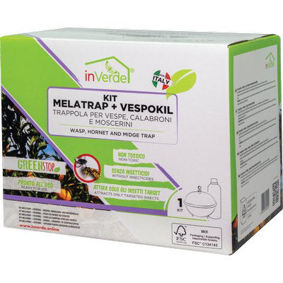TRAPPOLA VESPE CALABRONI MOSCERINI INVERDE CONTENITORE + ESCA VESPOKIL Immagine principale del prodotto