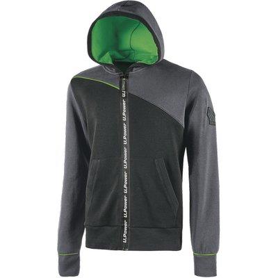 FELPA FULL ZIP + CAPPUCCIO JUPITER U-POWER ASPHALT GREY L Immagine principale del prodotto