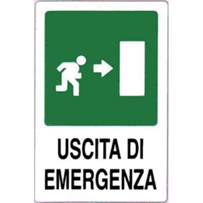 TARGA SEGNALETICA USCITA EMERGENZA DX PP CM 20X30 Immagine principale del prodotto