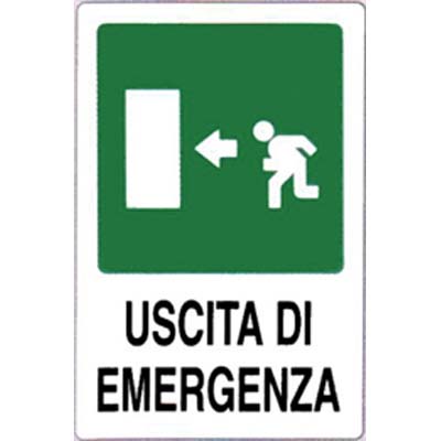 TARGA SEGNALETICA USCITA EMERGENZA SX PP CM 20X30 Immagine principale del prodotto