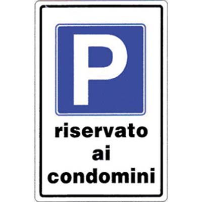 TARGA SEGNALETICA PARCHEGGIO RISERVATO CONDOMINI PP CM 20X30 Immagine principale del prodotto