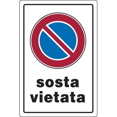 TARGA SEGNALETICA SOSTA VIETATA PP CM 20X30