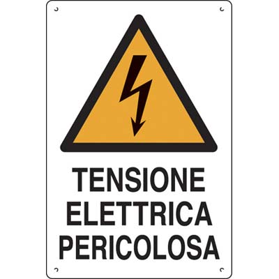 TARGA SEGNALETICA TENSIONE ELETTRICA PERICOLOSA PP CM 40X60 Immagine principale del prodotto
