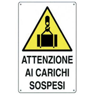 TARGA SEGNALETICA CARICHI SOSPESI PP CM 40X60 Immagine principale del prodotto