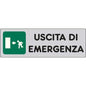 TARGA SEGNALETICA ADESIVA USCITA EMERGENZA SX VINILE CM 15X5
