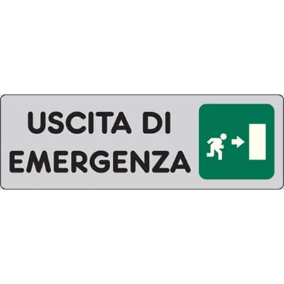 TARGA SEGNALETICA ADESIVA USCITA EMERGENZA DX VINILE CM 15X5 Immagine principale del prodotto