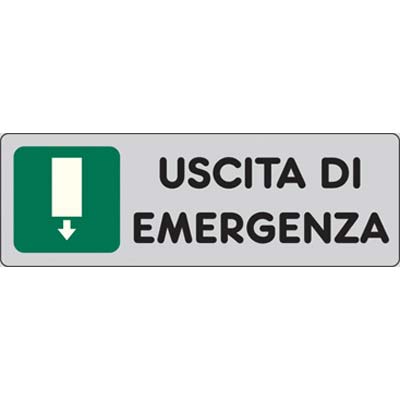 TARGA SEGNALETICA ADESIVA USCITA EMERGENZA VINILE CM 15X5 Immagine principale del prodotto