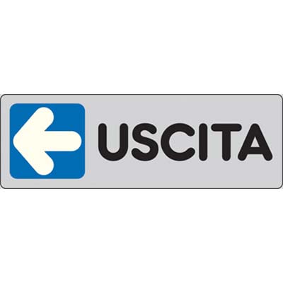 TARGA SEGNALETICA ADESIVA USCITA SX VINILE CM 15X5 Immagine principale del prodotto