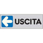 TARGA SEGNALETICA ADESIVA USCITA SX VINILE CM 15X5
