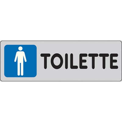 TARGA SEGNALETICA ADESIVA TOILETTE UOMO VINILE CM 15X5 Immagine principale del prodotto