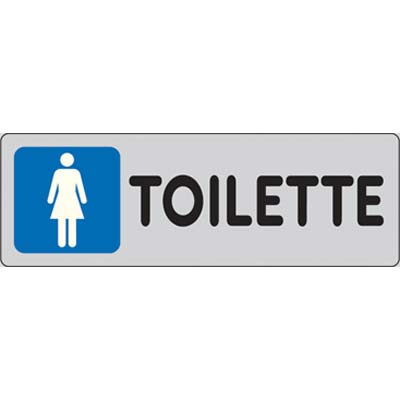 TARGA SEGNALETICA ADESIVA TOILETTE DONNA VINILE CM 15X5 Immagine principale del prodotto