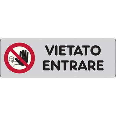TARGA SEGNALETICA ADESIVA VIETATO ENTRARE VINILE CM 15X5