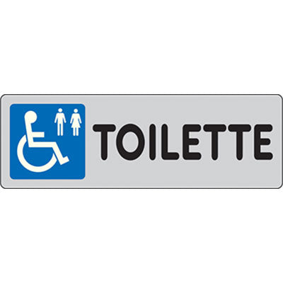 TARGA SEGNALETICA ADESIVA TOILETTE DISABILI VINILE CM 15X5