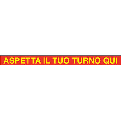 TARGA SEGNALETICA COVID ADESIVA ASPETTA TURNO QUI VINILE CM 100X7