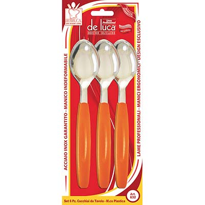 CUCCHIAIO TAVOLA SUPER DE LUCA MANICO PLT/INOX CF=PZ 6 COLORI ASSORTITI Immagine principale del prodotto