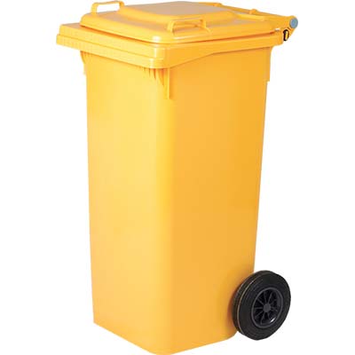 BIDONE IMMONDIZIA GREEN 240 + RUOTE ICS GIALLO LT 240 CM 72X58 H.CM 106