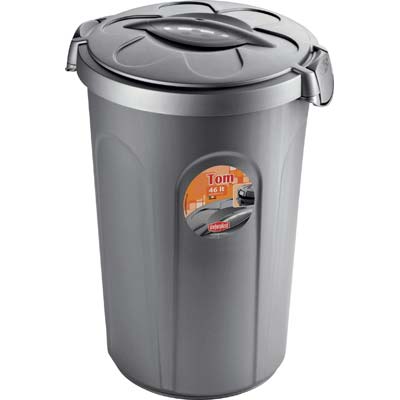 BIDONE IMMONDIZIA TOM STEFANPLAST GRIGIO LT 46 CM 45X40 H.CM 61