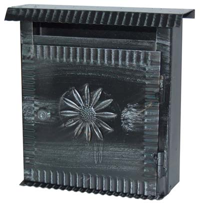CASSETTA POSTALE MARGHERITA ACCIAIO VERN NERO/ARGENTO MM 220X80 H.MM 280