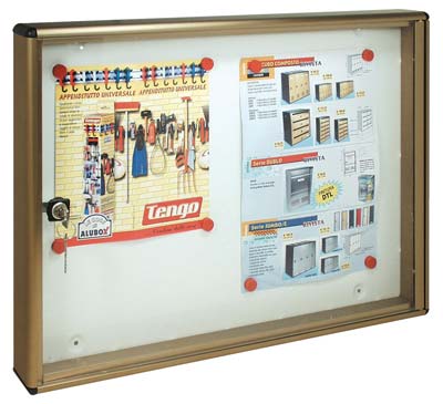 BACHECA PORTA AVVISI ALUBOX ALLUMINIO BRONZATO 2XA4 MM 550X50 H.MM 400 Immagine principale del prodotto