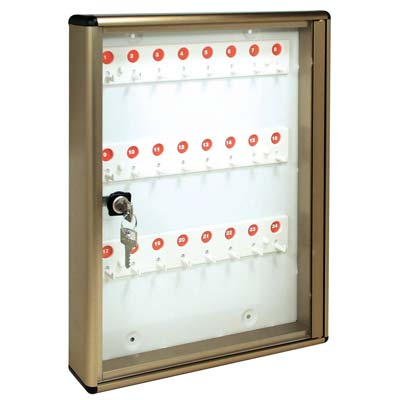 BACHECA PORTA CHIAVI ALUBOX ALLUMINIO BRONZATO CHIAVI 24 MM 300X50 H.MM 400 Immagine principale del prodotto