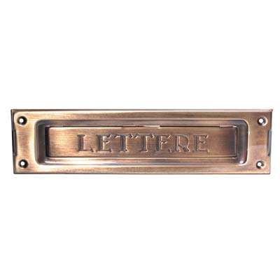BUCALETTERE POSTA DA APPLICARE OTTONE BRONZO SPAZZOLATO MM 235X60