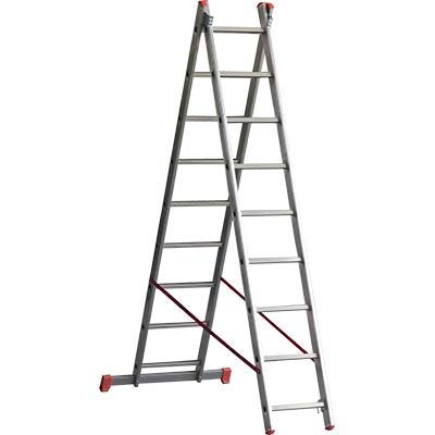 SCALA PARALLELA 2 RAMPE ORANGE 2 MARCHETTI ALLUMINIO EN 131 H.CM 240/400 PIOLI 2X 9