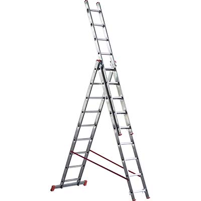 SCALA PARALLELA 3 RAMPE ORANGE 3 MARCHETTI ALLUMINIO EN 131 H.CM 295/660 PIOLI 3X11