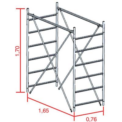 ALZATA X TRABATTELLO GRIM EU 75 MARCHETTI ACCIAIO ZINCATO CM 165X76 H. CM 170