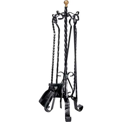 PIANTANA CAMINO KIT TORTIGLIONE FERRO BATTUTO + POMI OTTONE H.CM 70 CF=PZ 5