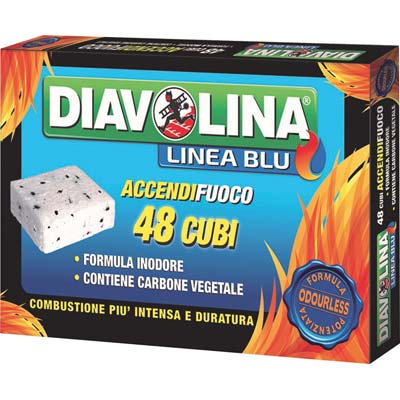 ACCENDIFUOCO LIGNITE DIAVOLINA LINEA BLU SENZA ODORI CUBETTI 48 Immagine principale del prodotto