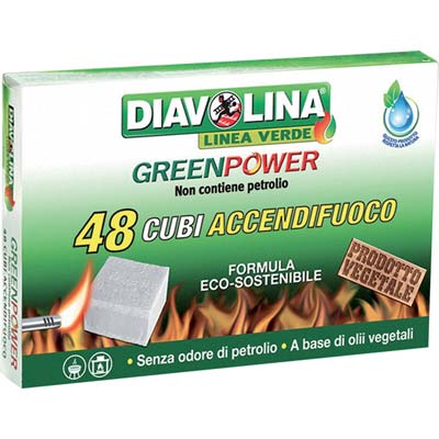 ACCENDIFUOCO GREENPOWER DIAVOLINA LINEA VERDE CUBETTI 48 Immagine principale del prodotto