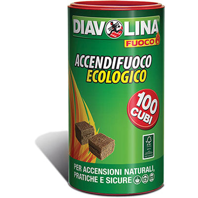 ACCENDIFUOCO ECOLOGICO 100 DIAVOLINA FUOCO CUBETTI 100 Immagine principale del prodotto