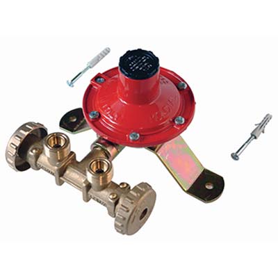 CENTRALINA MINI X 2 BOMBOLE GAS GPL REGOLATORE BP KG/H 4 + STAFFA + TASSELLI