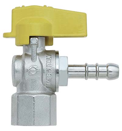 VALVOLA SFERA GAS A SQUADRA 585 BUGATTI OTTONE NICHELATO MM  8X1/2F