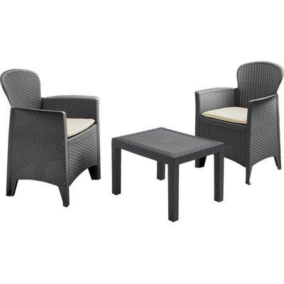 SET RATTAN BALCONY AKITA PROGARDEN PP ANTRACITE CF=PZ 3 + CUSCINI Immagine principale del prodotto