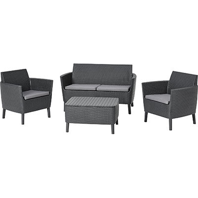 SET RATTAN SALEMO LOUNGE KETER PP GRAPHITE CF=PZ 4 + CUSCINI