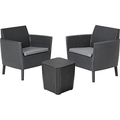 SET RATTAN SALEMO BALCONY KETER PP GRAPHITE CF=PZ 3 + CUSCINI Immagine principale del prodotto