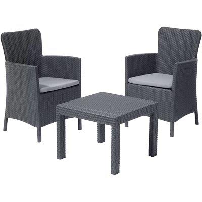 SET RATTAN SALVADOR BALCONY KETER PP GRAPHITE CF=PZ 3 + CUSCINI