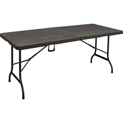 TAVOLO WOOD DOMUS HDPE MARRONE/ACCIAIO CM 180X75 H.CM 74 Immagine principale del prodotto