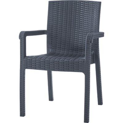 SEDIA RATTAN KRETA + BRACCIOLI DOMUS PP ANTRACITE CM 58X75 H.CM 85