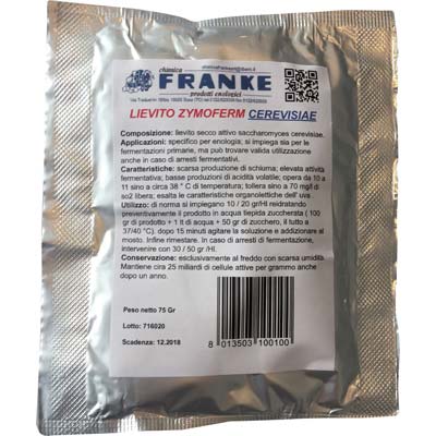 LIEVITO ENOLOGICO ZYMOFERM CEREVISIAE FRANKE GR 75 Immagine principale del prodotto