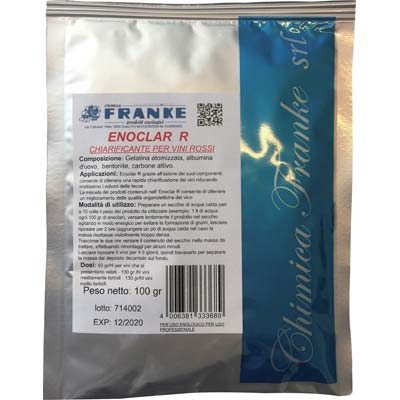 CHIARIFICANTE ENOLOGICO ENOCLAR R FRANKE VINO ROSSO GR 100 Immagine principale del prodotto