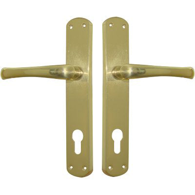 MANIGLIA RIO PLACCA FORO SAGOMATO OTTONE LUCIDO Q8 I.MM 90 CF=PZ 2 Immagine principale del prodotto