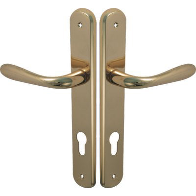 MANIGLIA GOCCIA OTTONE PLACCA FORO SAGOMATO ZAMA OTTONE LUCIDO Q8 I.MM 90 CF=PZ 2 Immagine principale del prodotto