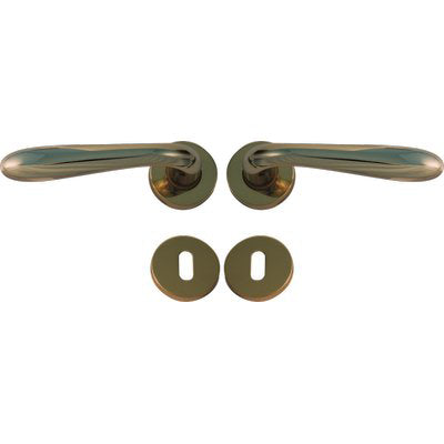 MANIGLIA GOCCIA OTTONE ROSETTA FORO PATENT ZAMA OTTONE LUCIDO Q8 CF=PZ 2 Immagine principale del prodotto