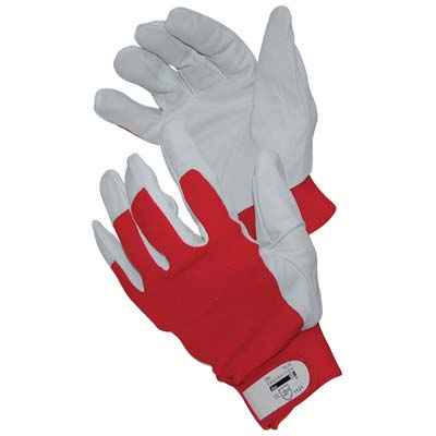 GUANTO DRIVER FIORE BOVINO/TELA ELASTICA WORKIT BIANCO/ROSSO + STRAP 11