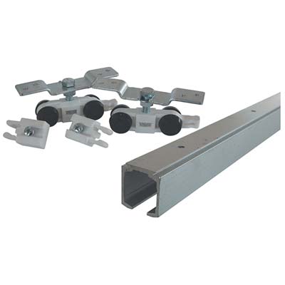 PORTA SCORREVOLE A SOFFITTO IN KIT 1400 OMGE KG 80 BINARIO ALLUMINIO CM 155 X PORTA CM 71/90 Immagine principale del prodotto