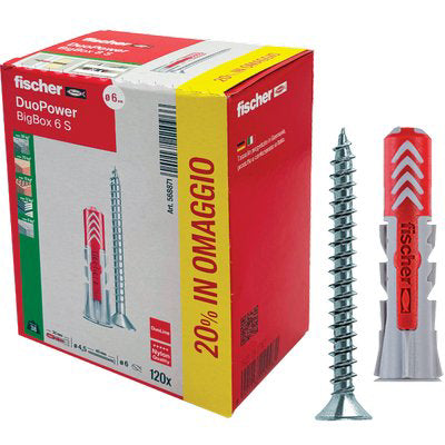 TASSELLO NYLON DUOPOWER S BIG BOX FISCHER VITE TSP CAVA PZ DUOPOWER  6X30 S CF=PZ 100+20 Immagine principale del prodotto